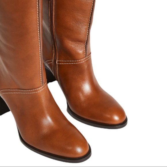 New See By Chloe Annia Over The Knee Cognac Leather Boots - Picture 5 of 8